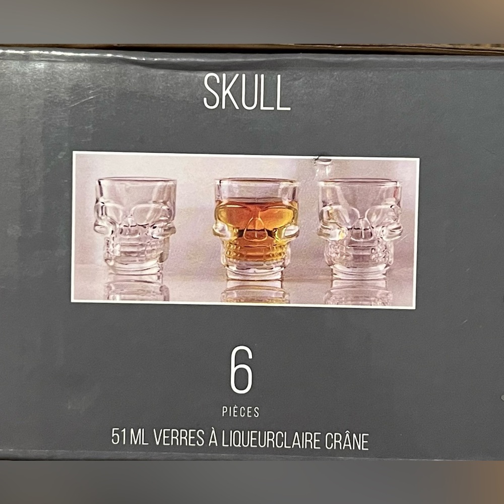Set of 6 Clear Skull Shot Glasses